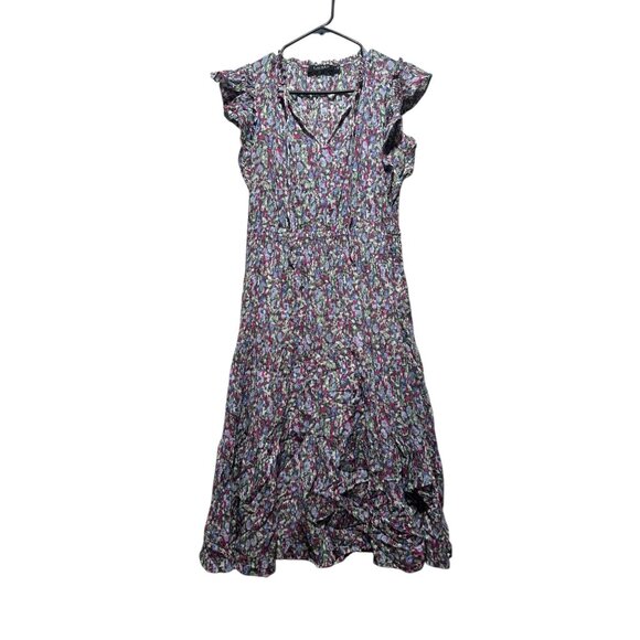 Ralph Lauren Floral Crinkle Tiered Dress Women 6 Ruffle Midi Dainty Peasant Farm - Picture 2 of 14